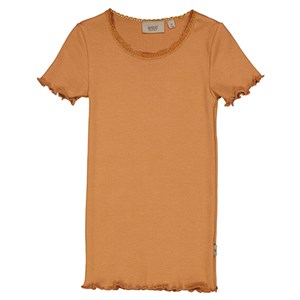Wheat - Rib T-Shirt Lace SS, Sandstone
